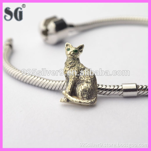 unique designs plating cat shaped animal bead faceted metal beads